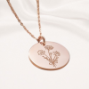 Birth flower necklace for mom in rose gold