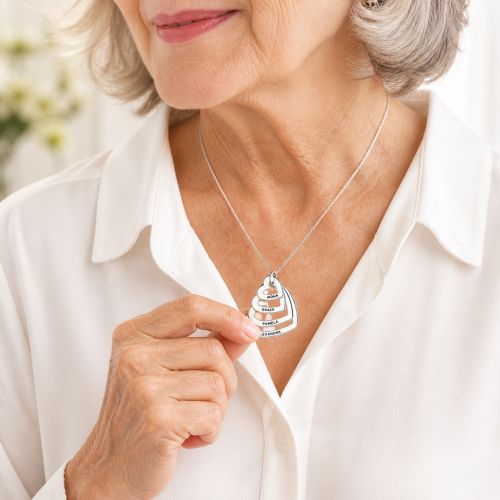 Grandma wearing a Personalized Name Necklace