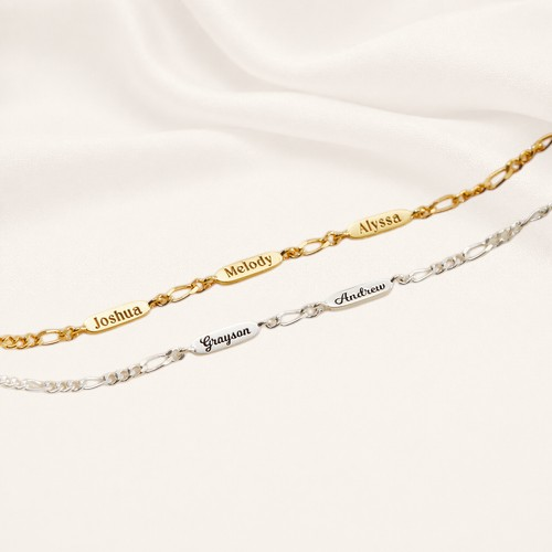 Mom-Bracelet-With-Kids-Name2.webp personalized mom bracelet with engraved kids names in sterling silver and gold