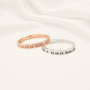 New Mom Ring-Enraved Baby Name and Stats Ring New Mom Ring-Engraved Baby Name and Stats Ring