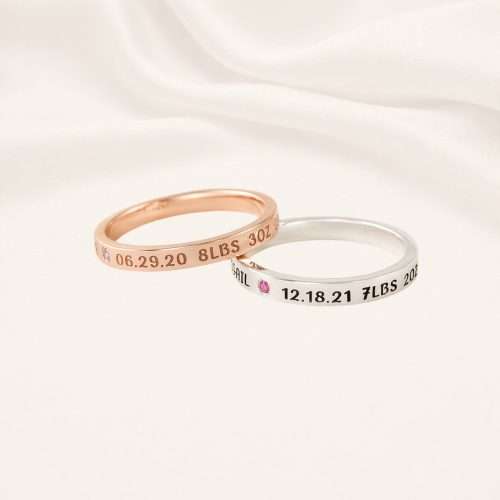 New Mom Ring-Enraved Baby Name and Stats Ring New Mom Ring-Engraved Baby Name and Stats Ring