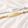Personalized baby bracelet with name engraved on gold and silver