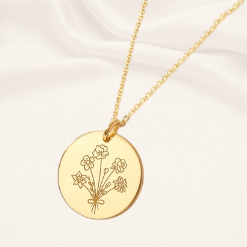 Birth flower necklace for mom with combined flowers