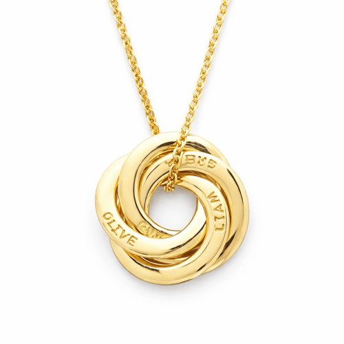 Personalized mom necklace with kids names on interlocking gold Personalized mom necklace with kids names on interlocking gold