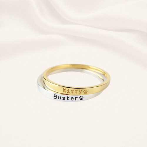 Personalized pet ring in gold and silver