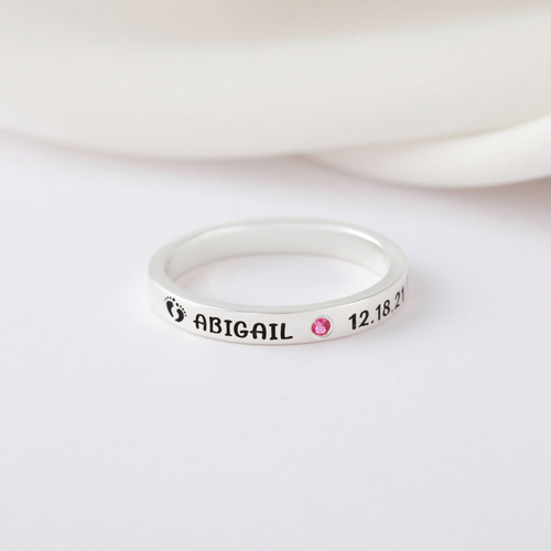 New Mom Ring – Baby Name & Stats Ring
