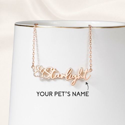 pet paw name Engraved pet necklace for pet lovers