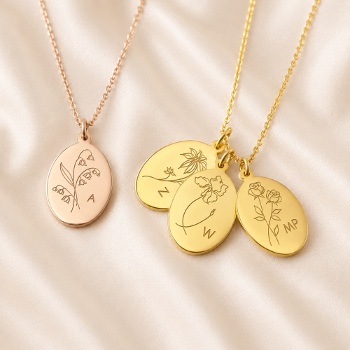 4-Charm Birth Flower Necklace – Family or Grandma Gift