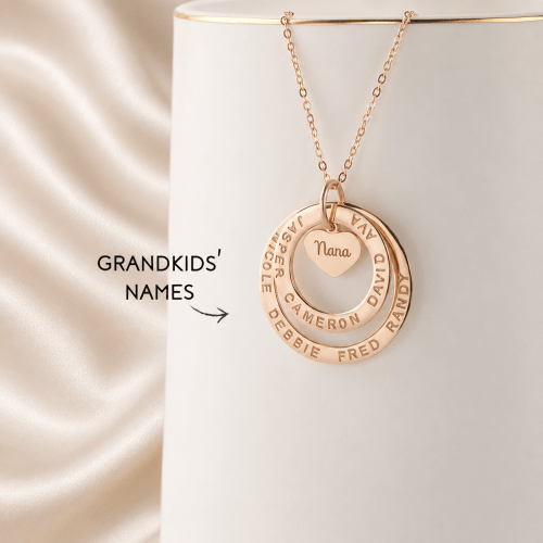 Grandma Necklace With Kids Names- Interlocking Rings