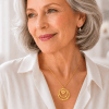 Grandma wearing a Personalized Name Necklace in Gold