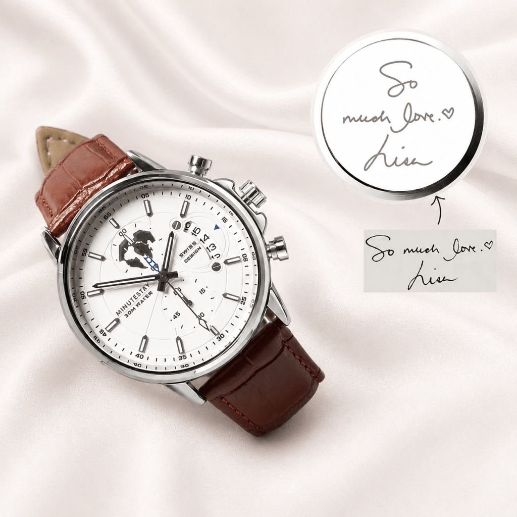 Handwriting engraved watch with custom message