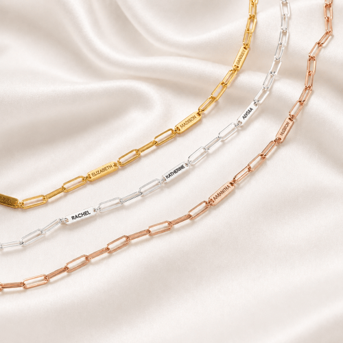 Multiple Script Name Pendants – Mom Necklace Personalized mom necklace with multiple kids names as individual script pendants in gold finish