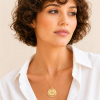 Woman Wearing Coordinates Necklace – Anniversary Gift Woman Wearing Coordinates Necklace – Anniversary Gift