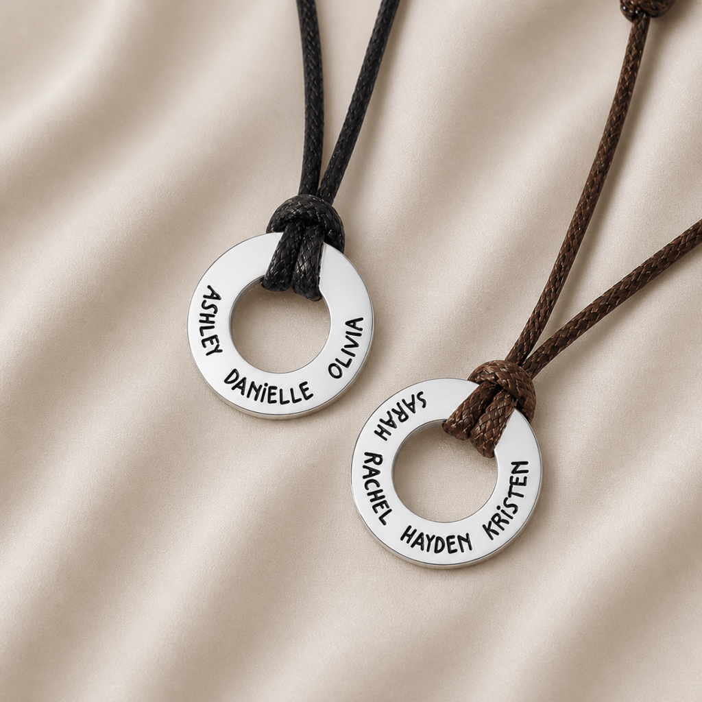 Dad necklace with 3 and 4 kids names engraved