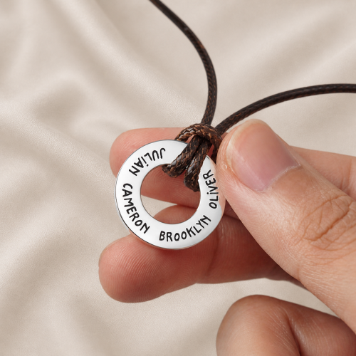 Dad necklace with kids names engraved on sterling silver