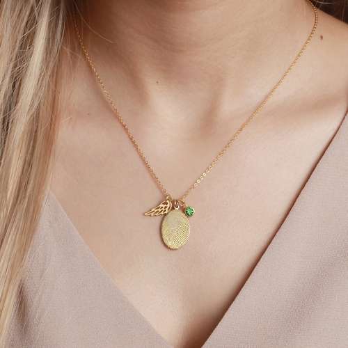 data-19.jpg Fingerprint Necklace with Birthstone - Personalized Keepsake for Someone You Love