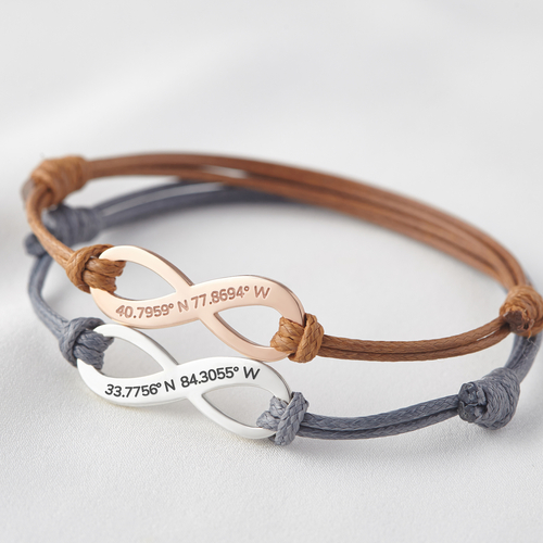 Coordinate Bracelet – Infinity Charm With GPS Coordinates