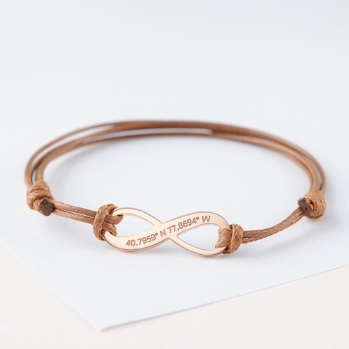 Coordinate Bracelet – Infinity Charm With Your GPS Location