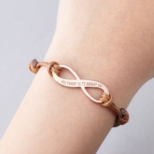 Coordinate Bracelet – Infinity Charm With Your GPS Location
