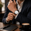 engraved-watch-for-groom-leather-band-keevola Engraved watch for groom — genuine leather band with buckle closure and six adjustable holes