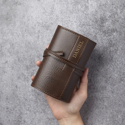 Personalized Leather Tech Case – Engraved Cable & Charger Organizer