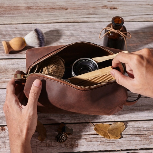 Personalized Leather Dopp Kit – Engraved Father of the Bride Gift