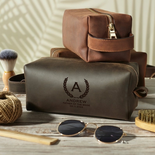 Personalized Leather Dopp Kit – Engraved Father of the Bride Gift