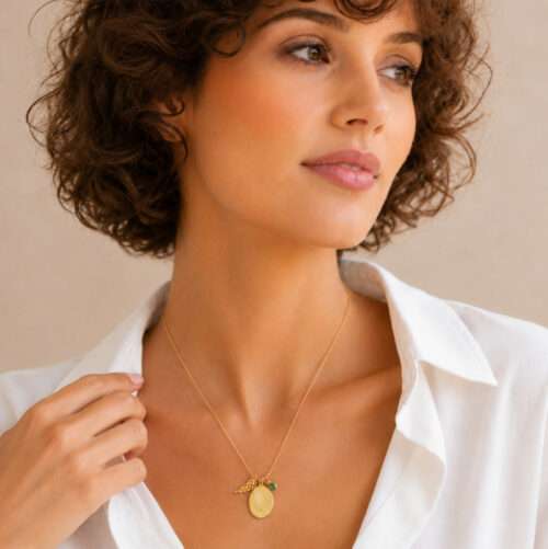 Fingerprint Necklace With Birthstone – Personalized Teardrop Pendant With Wing Charm