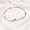 Personalized name bracelet for women with birthstone charm in sterling silver by Keevola
