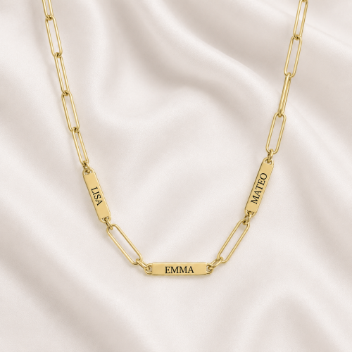 Engraved name bars in 24k gold plating │ Keevola