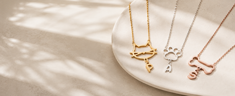 Pet initial pendant close-up